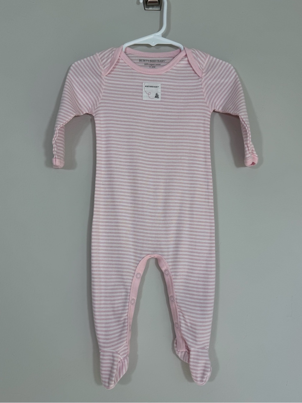 Burt’s Bees Baby Pink Stripe Organic Cotton Footed Sleeper 3-6M